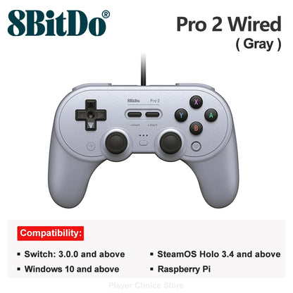 8BitDo Pro 2 Wired Gamepad for Nintendo Switch PC Gamepad RetroPie Raspberry Pi Ultimate Software Adjustable Hair Triggers