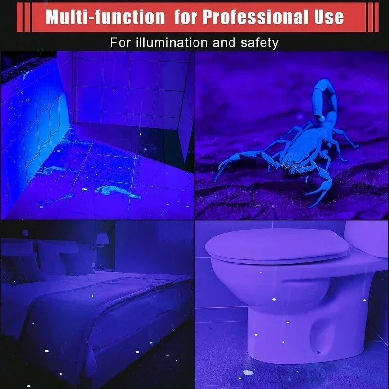 395nm UV Flashlight Ultraviolet Torch With Pen Clip Portable Violet Light Pet Urine Scorpion Detector UV Lamp Use AAA Batteries