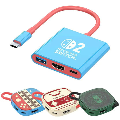 2nd Generation Type C Docking Station 3 in 1 For Switch2 4k 60Hz USB3.0 5Gbps PD-100W Power For Game Console Screen Casting Game