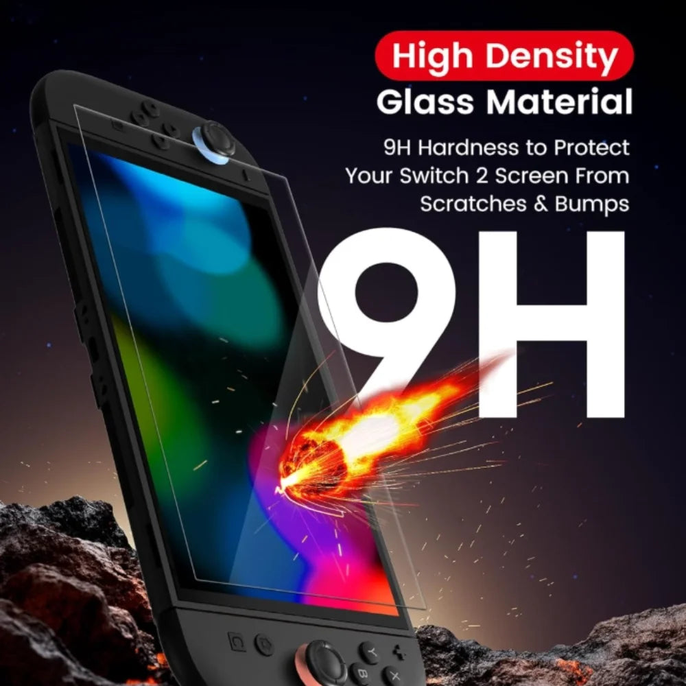 9H Screen Protector for Switch 2 HD Tempered Glass Anti-Scratch Clear Protective Film for NS 2 Accessories