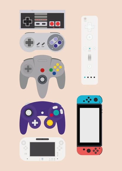 Retro Video Game Controllers Poster Handheld Game Console Gamepad Canvas Painting Wall Print Picture for Living Room Home Decor