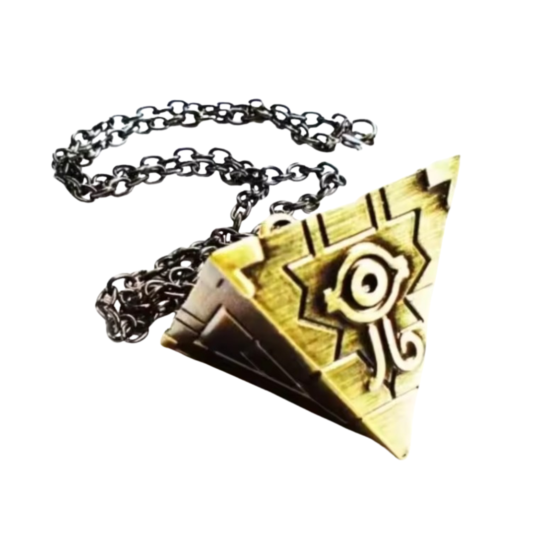 Ancient Pyramid Talisman Necklace - Necklace golden pyramid-shaped pendant embossed eye