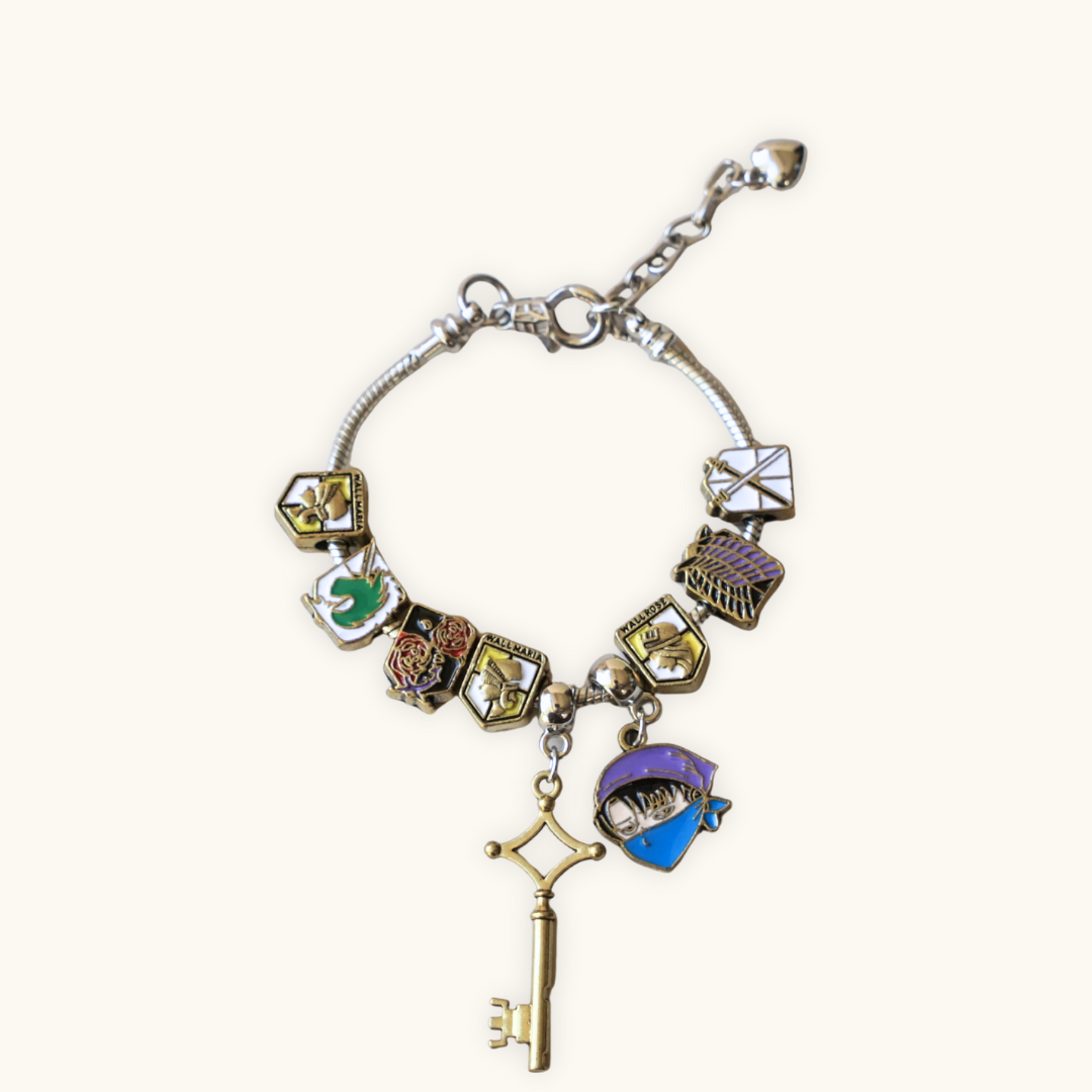 Attack on Titan Bracelet with Charms - Bracelet silver-toned charm bracelet variety colorful