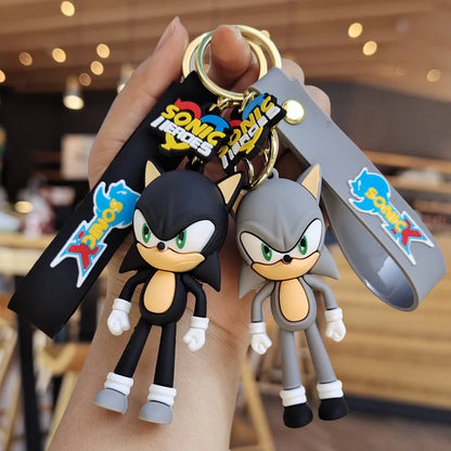 Sonic Anime Silicon Cute Cartoon Figure Keychains Kawaii Pendant Bag Charms Key Ring Friends Couple Jewelry Gift Fashionable