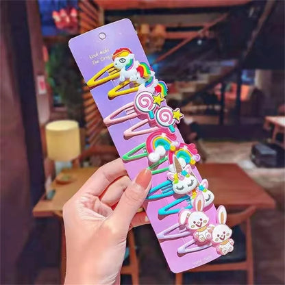 10PCS/Set New Girls Cute Cartoon Ice Cream Unicorn Hairpins Kids Lovely Hair Clips Barrettes Headband Fashion Hair Accessories
