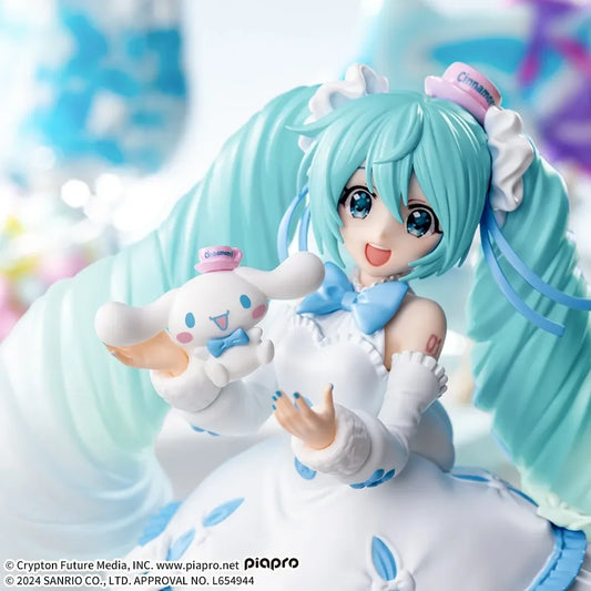 SEGA Hatsune Miku Anime Miku Cinnamoroll White Dress Action Figures Model Figurine Original Figuarts Decoration Collection Toys
