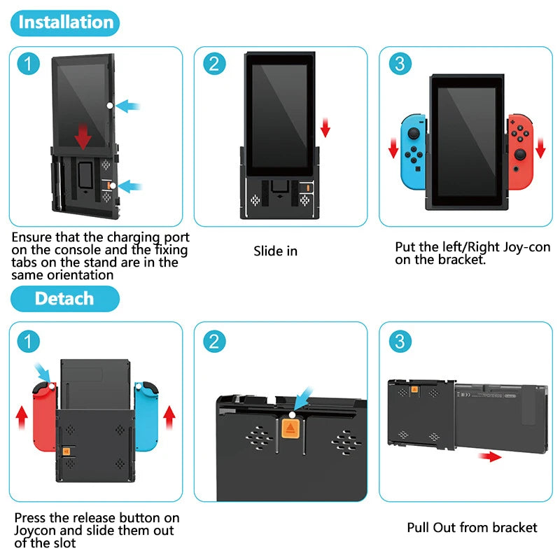 Grip Flip Vertical Bracket for Nin-tendo Switch OLED/Switch Game Console, Adaptive Vertical Screen Game,Switch Bracket Holder