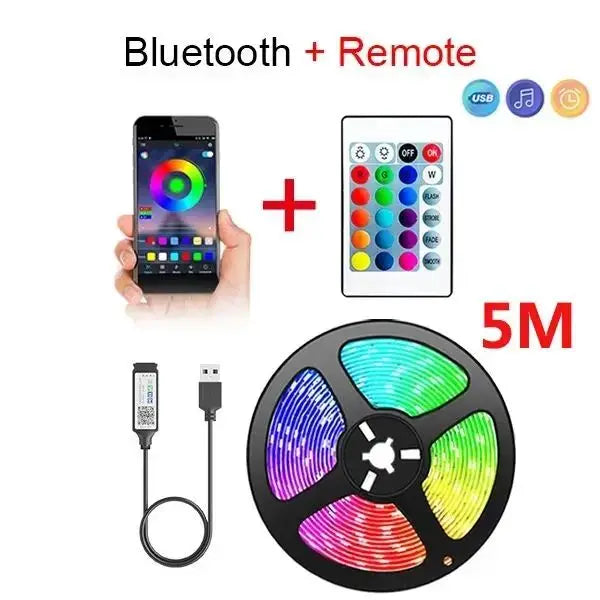 LED TV Backlights,5V USB LED Strip Lights with Bluetooth 24 Keys Remote,5050 RGB DIY Color Changing Lights for Bedroom Party