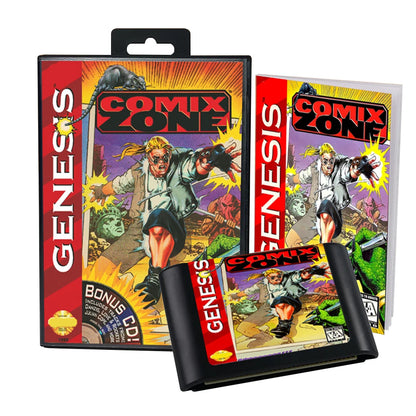 Retro Comix Zone 16bit  game cartridge for Sega Genesis Megadrive video game consoles