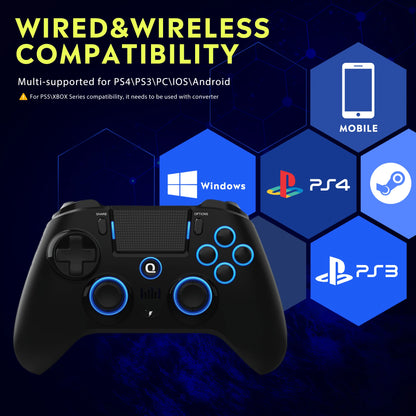 Original QRD Spark N5 Wireless Controller for PS5 PS4 PS3 IOS Android PC Hall 8-color LED lights Vibration effect PS5 Gamepad