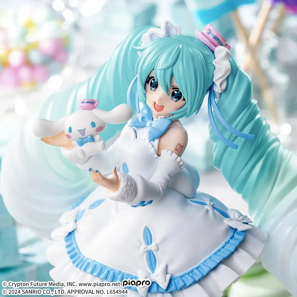 SEGA Hatsune Miku Anime Miku Cinnamoroll White Dress Action Figures Model Figurine Original Figuarts Decoration Collection Toys