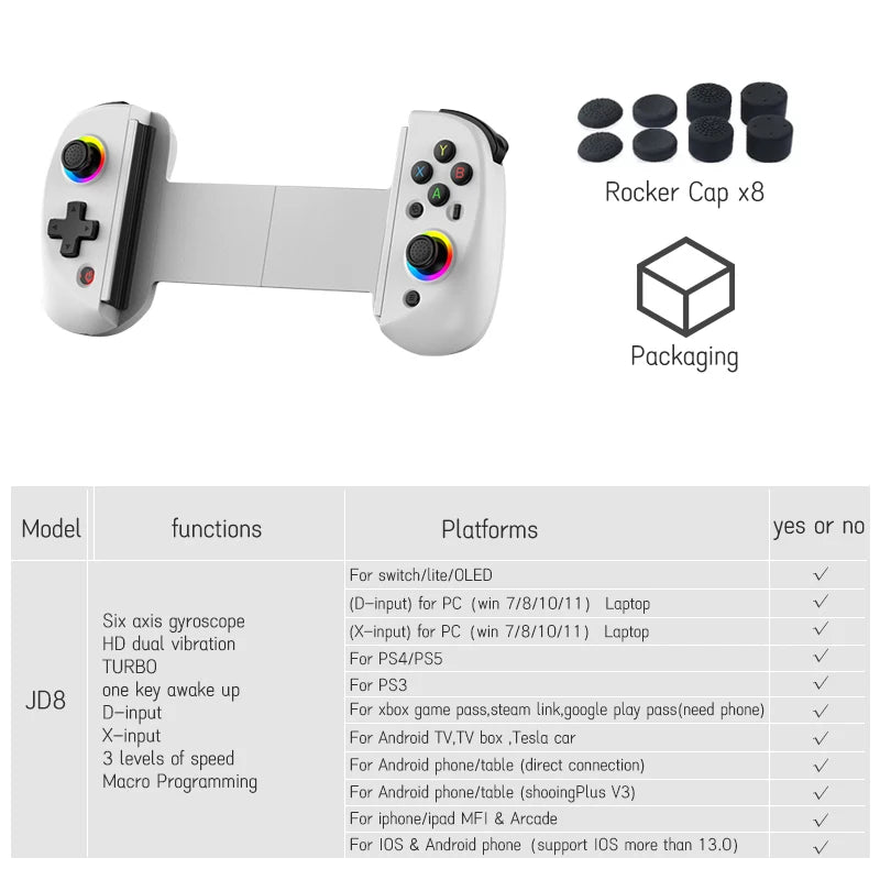 Bluetooth-Compatible Android Gamepad Telescopic Tablet Game Controller for PC PS4 Switch iOS Mobile Joystick with Hall Trigger