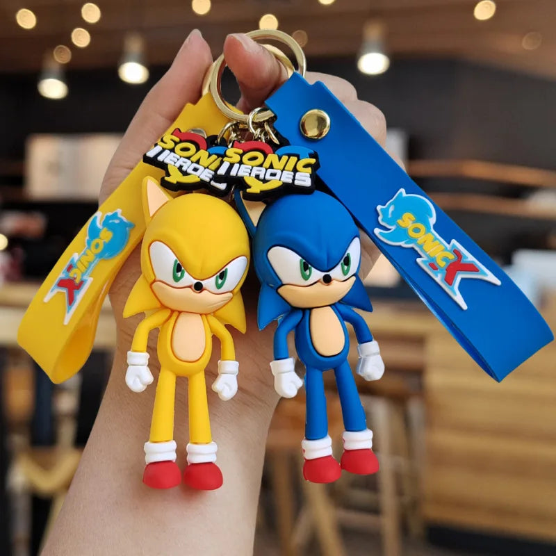 Sonic Anime Silicon Cute Cartoon Figure Keychains Kawaii Pendant Bag Charms Key Ring Friends Couple Jewelry Gift Fashionable