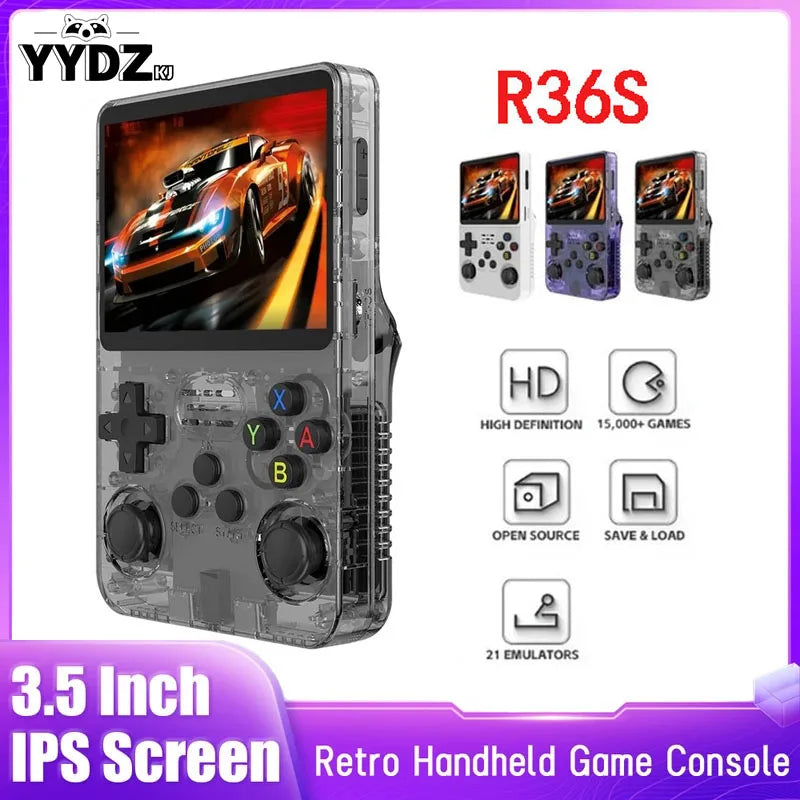 Consola de videojuegos portátil Retro R36S de código abierto, sistema Linux, pantalla IPS de 3,5 pulgadas
