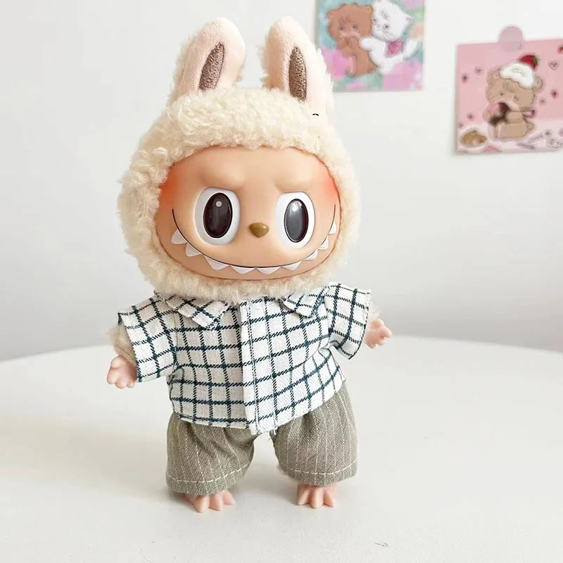 17cm Cute Mini Plush Doll'S Clothes Outfit Accessories For Korea Kpop Exo Labubu Idol Dolls Tops And Pants Clothing Diy Kid Gift