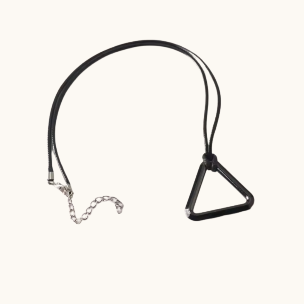 Chainsaw Man Leather Necklace - Necklace black triangular pendant necklace sleek