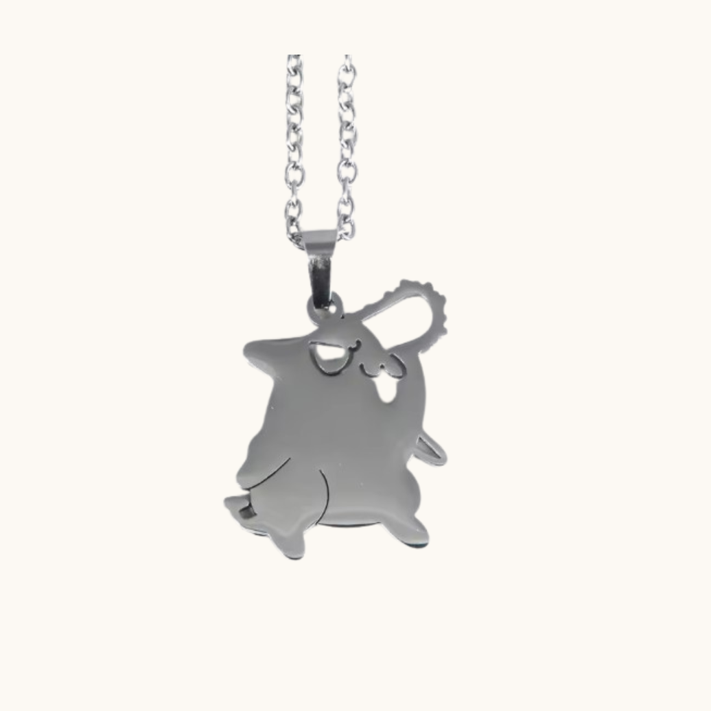Chainsaw Man Pochita Silver Necklace - Necklace silver-toned stainless steel pendant necklace