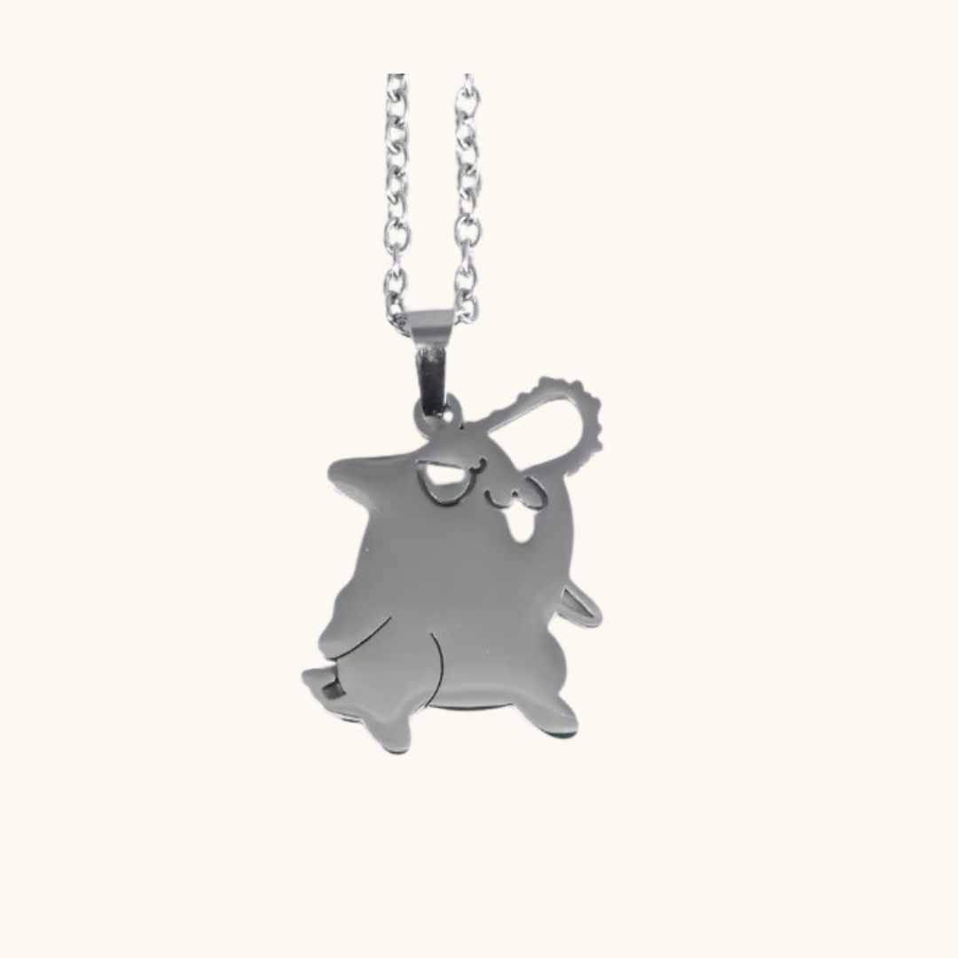 Chainsaw Man Pochita Silver Necklace - Necklace silver-toned stainless steel pendant necklace