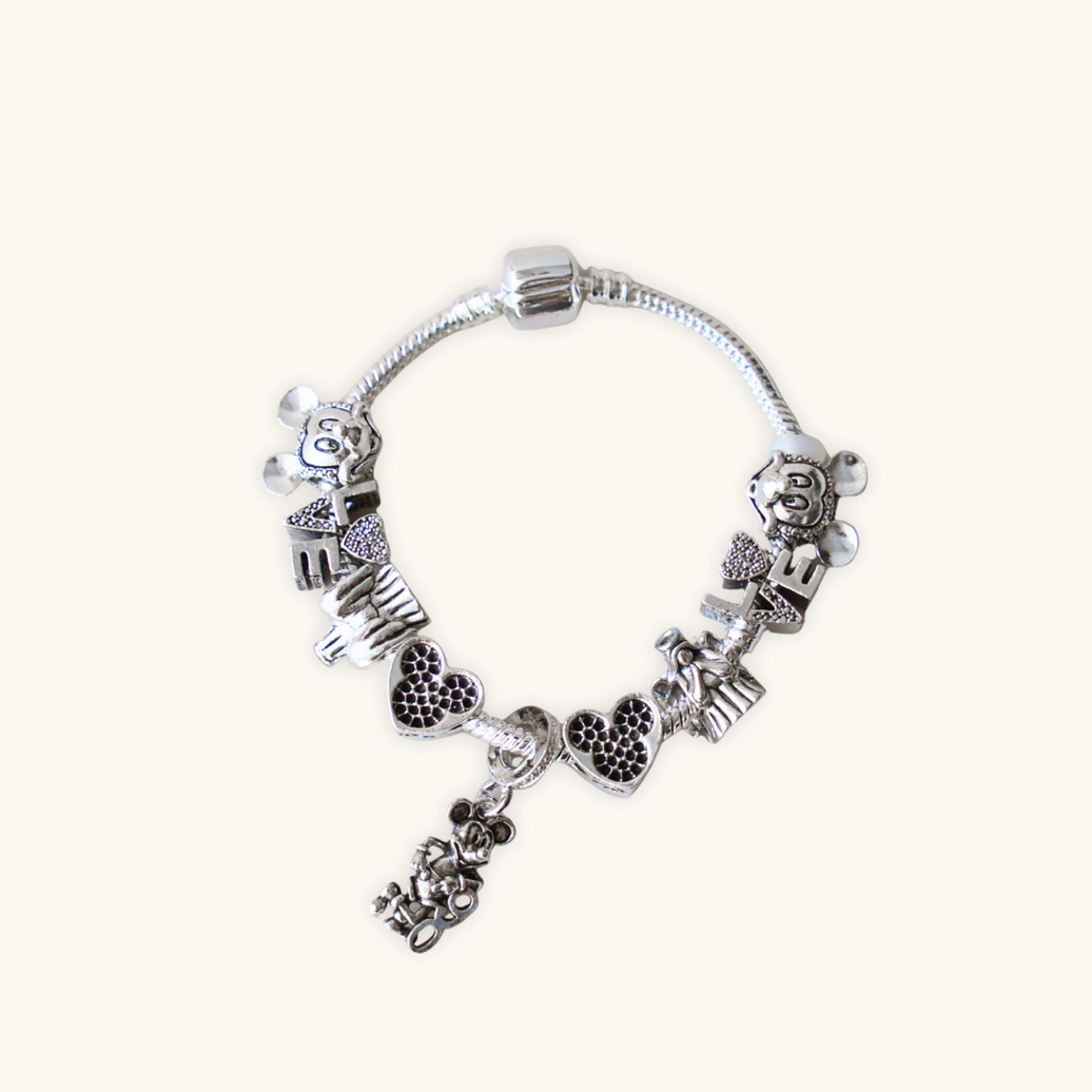 Classic Cartoon Mouse Charm Bracelet - Bracelet silver mickey mouse charm bracelet