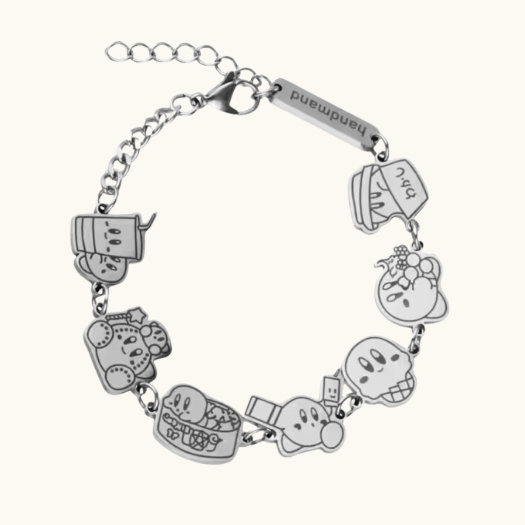 Cute Character Charm Silver Bracelet - Bracelet silver-toned stainless steel charm bracelet