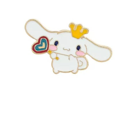 Cute Crowned Puppy Cartoon Enamel Pin Brooch - Brooche white enamel pin cute cinnamoroll