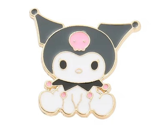 Cute Gothic Cartoon Character Enamel Pin Brooch - Brooche black white enamel pin character