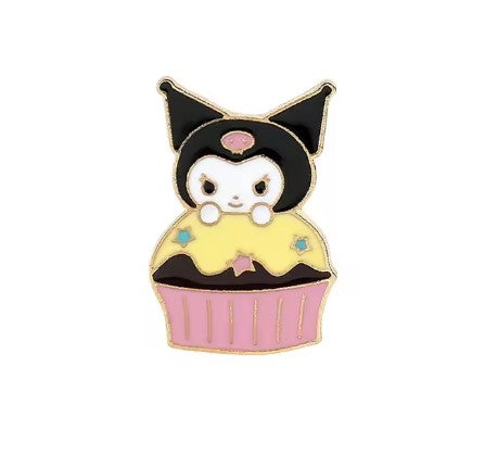 Cute Gothic Cartoon Cupcake Enamel Pin Brooch - Brooche cute black white kawaii character
