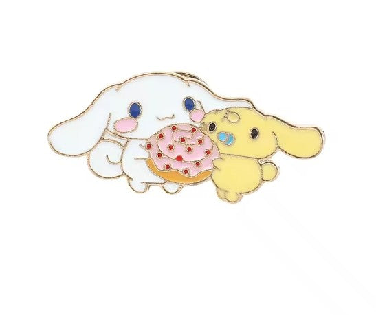Cute Puppy Cartoon Cake Enamel Pin Brooch - Brooche cinnamoroll pompom pink frosted donut
