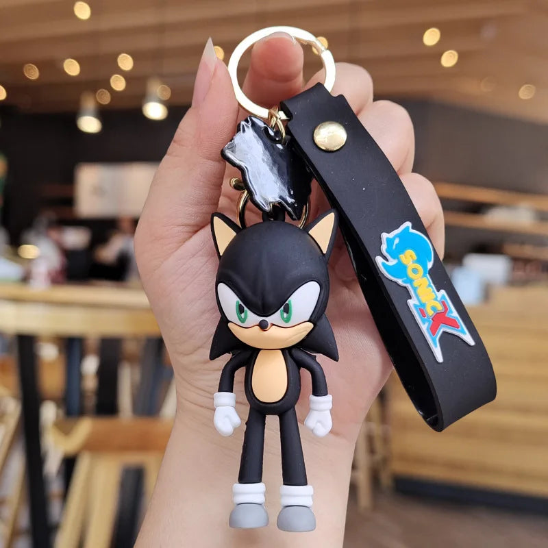 Sonic Anime Silicon Cute Cartoon Figure Keychains Kawaii Pendant Bag Charms Key Ring Friends Couple Jewelry Gift Fashionable