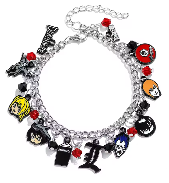 Death Note Bracelet with Charms - Bracelet silver chain bracelet adorned colorful