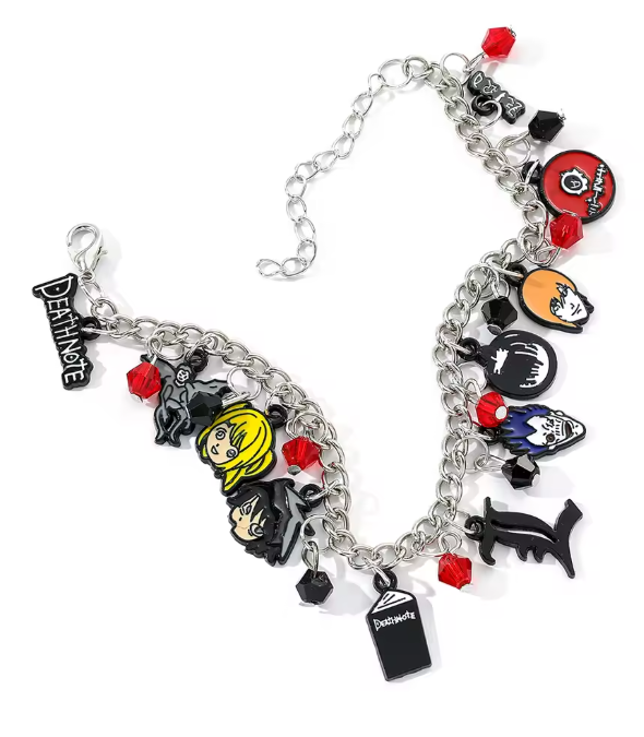 Death Note Bracelet with Charms - Bracelet silver chain bracelet adorned colorful