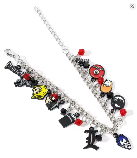 Death Note Bracelet with Charms - Bracelet silver chain bracelet adorned colorful