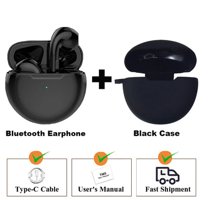 Pro 6 TWS Wireless Headphones with Mic Fone Bluetooth Earphones Sport Earbuds Running Pro6 Headset for Apple IPhone Xiaomi