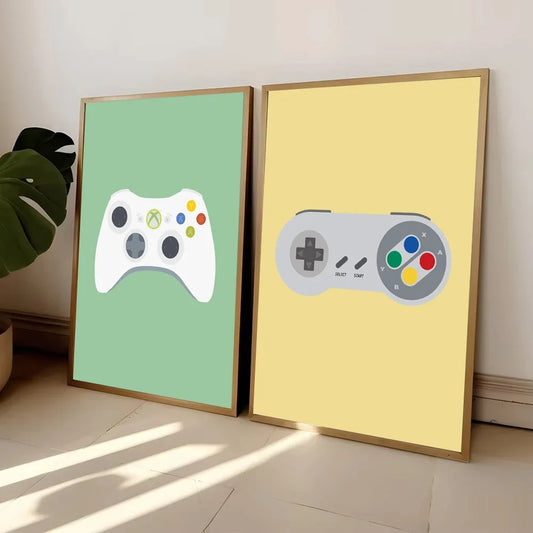 Retro Video Game Controllers Poster Handheld Game Console Gamepad Canvas Painting Wall Print Picture for Living Room Home Decor