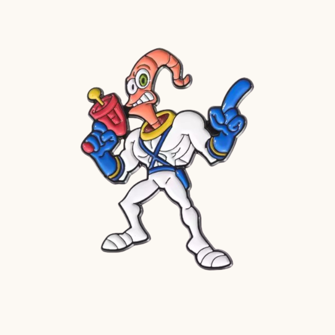 Earthworm Jim Brooch Pin - Brooche colorful enamel pin cartoon character