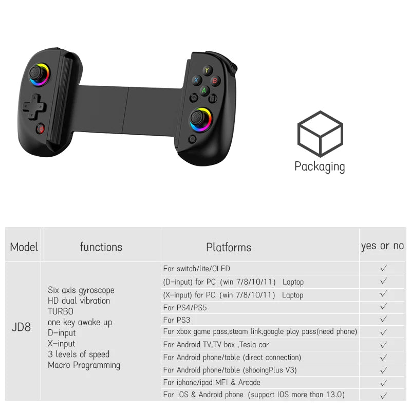 Bluetooth-Compatible Android Gamepad Telescopic Tablet Game Controller for PC PS4 Switch iOS Mobile Joystick with Hall Trigger