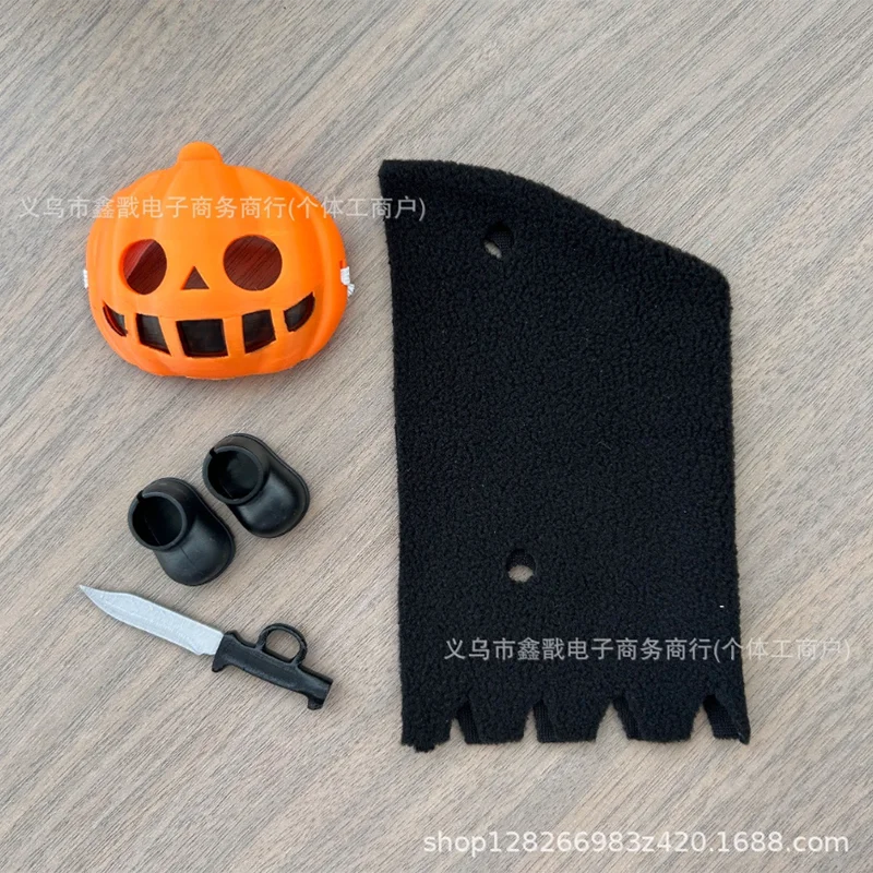 For/Cloth Labubu Doll Diy Terror Mask Halloween Set 17cm V1 V2 V3 Vinyl Doll Mp5 Metal Bag Doll Accessories