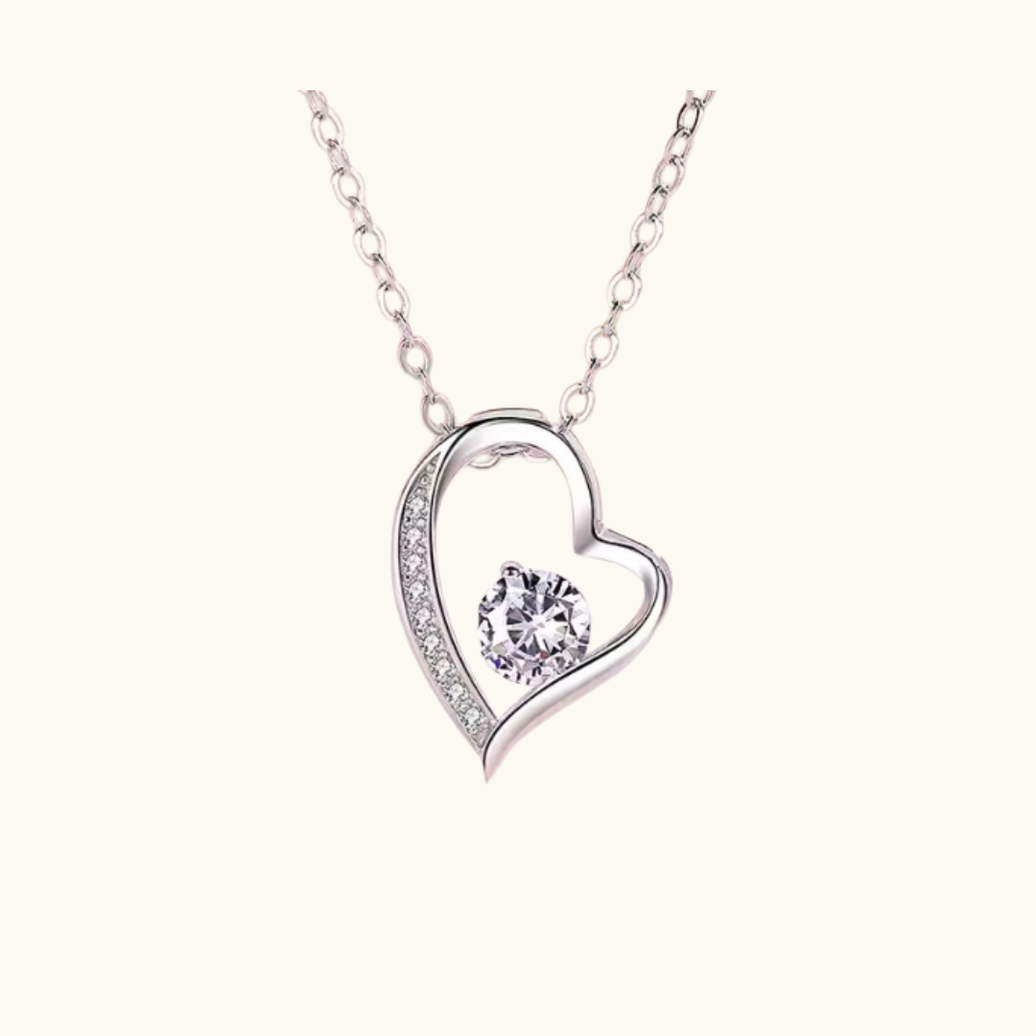 Elegant 925 Sterling Silver Heart Pendant Necklace - Necklace silver heart-shaped pendant necklace central