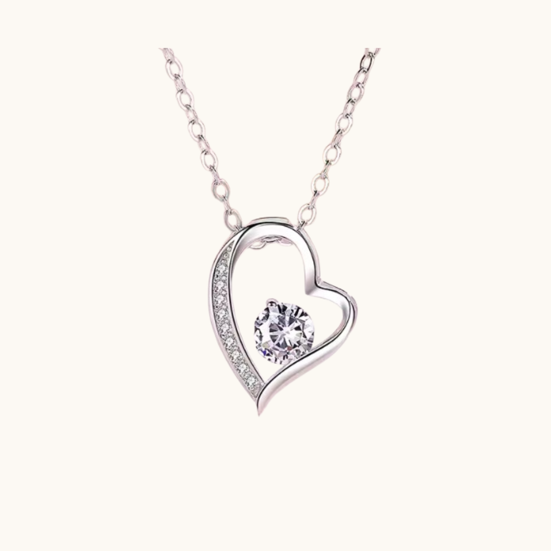 Elegant 925 Sterling Silver Heart Pendant Necklace - Necklace silver heart-shaped pendant necklace central