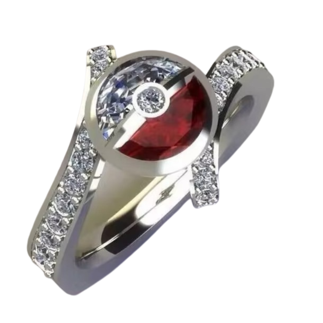 Element Sphere Silver Ring - Ring silver ring central poké ball
