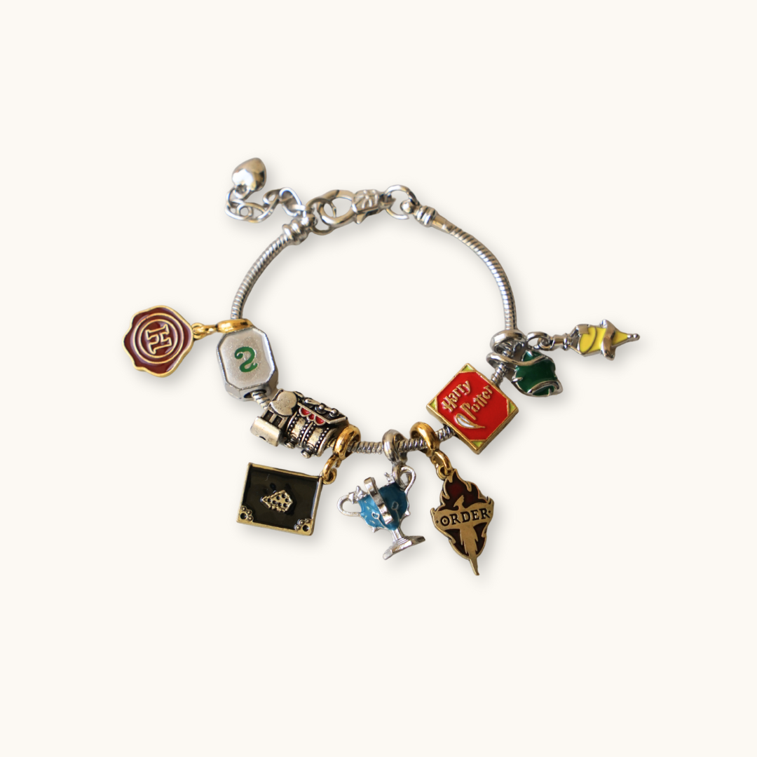 Enchanted Wizard Academy Charm Bracelet - Bracelet silver charm bracelet adorned colorful