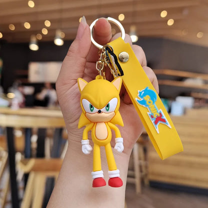 Sonic Anime Silicon Cute Cartoon Figure Keychains Kawaii Pendant Bag Charms Key Ring Friends Couple Jewelry Gift Fashionable