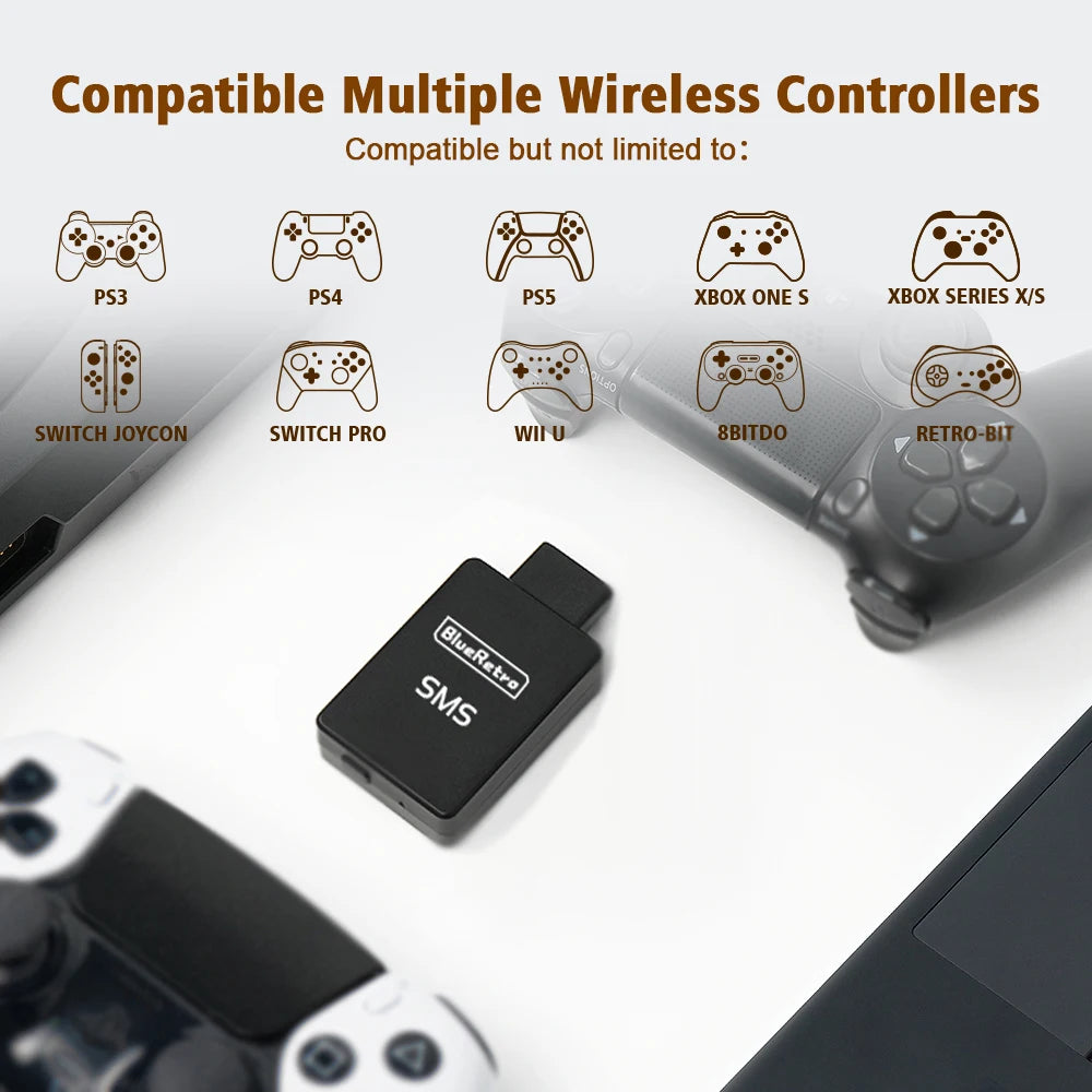 RetroScaler BlueRetro Wireless Game Controller Adapter for SMS Sega Mater System Console