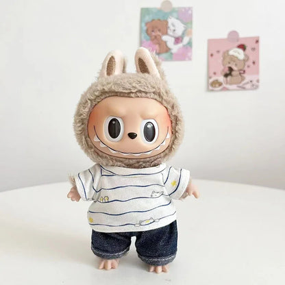 17cm Cute Mini Plush Doll'S Clothes Outfit Accessories For Korea Kpop Exo Labubu Idol Dolls Tops And Pants Clothing Diy Kid Gift