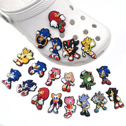 20PCS Sonic The Hedgehog Decoration for Shoe Phone and Car Charms for Sonic Clips Clogs Accessories Silicone DIY for RC Toys
