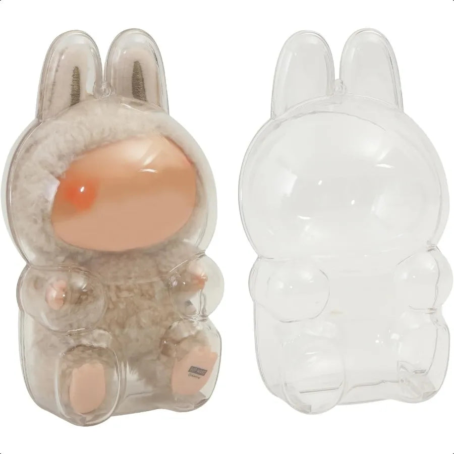 Protective Case for LABUBU Clear Figure Display Bag with Keychain Plastic Protective Cover Storage Transparent PVC Bag Hanging