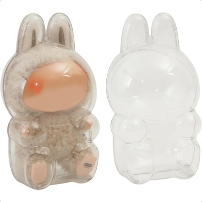 Protective Case for LABUBU Clear Figure Display Bag with Keychain Plastic Protective Cover Storage Transparent PVC Bag Hanging