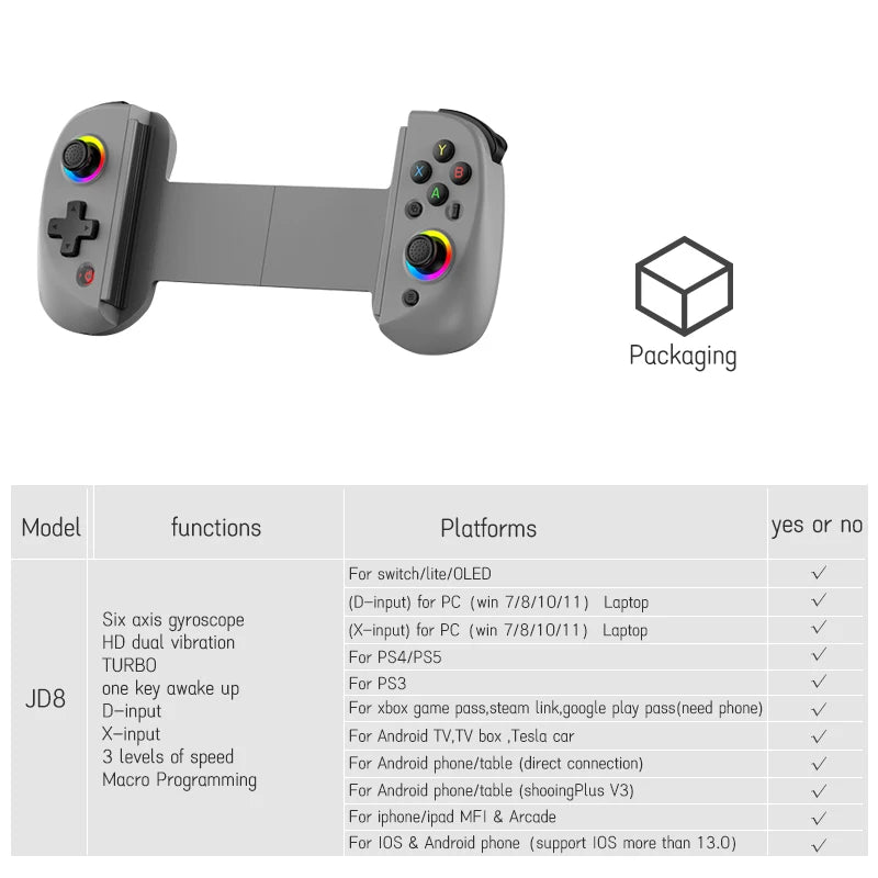 Bluetooth-Compatible Android Gamepad Telescopic Tablet Game Controller for PC PS4 Switch iOS Mobile Joystick with Hall Trigger