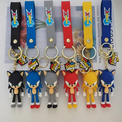Sonic Anime Silicon Cute Cartoon Figure Keychains Kawaii Pendant Bag Charms Key Ring Friends Couple Jewelry Gift Fashionable