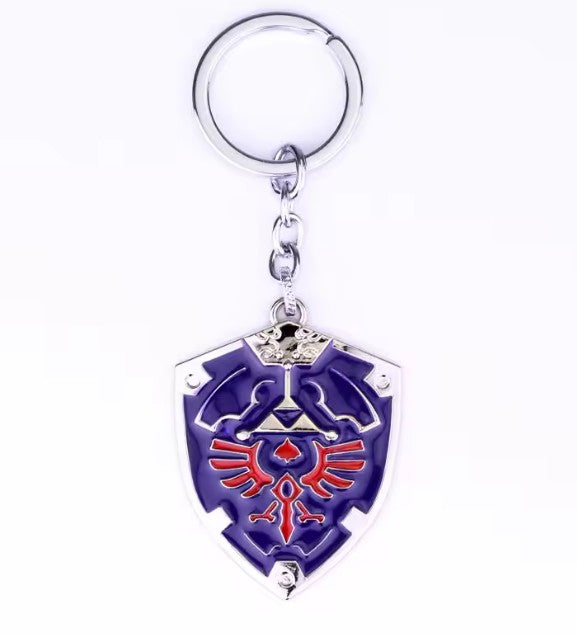 Fantasy Warrior Shield Cosplay Keychain - Key Chain purple red enameled shield-shaped keychain